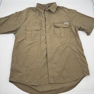 Helly Hansen Men Khaki Short Sleeve Button Up Shirt Authentic Outdoor Size L